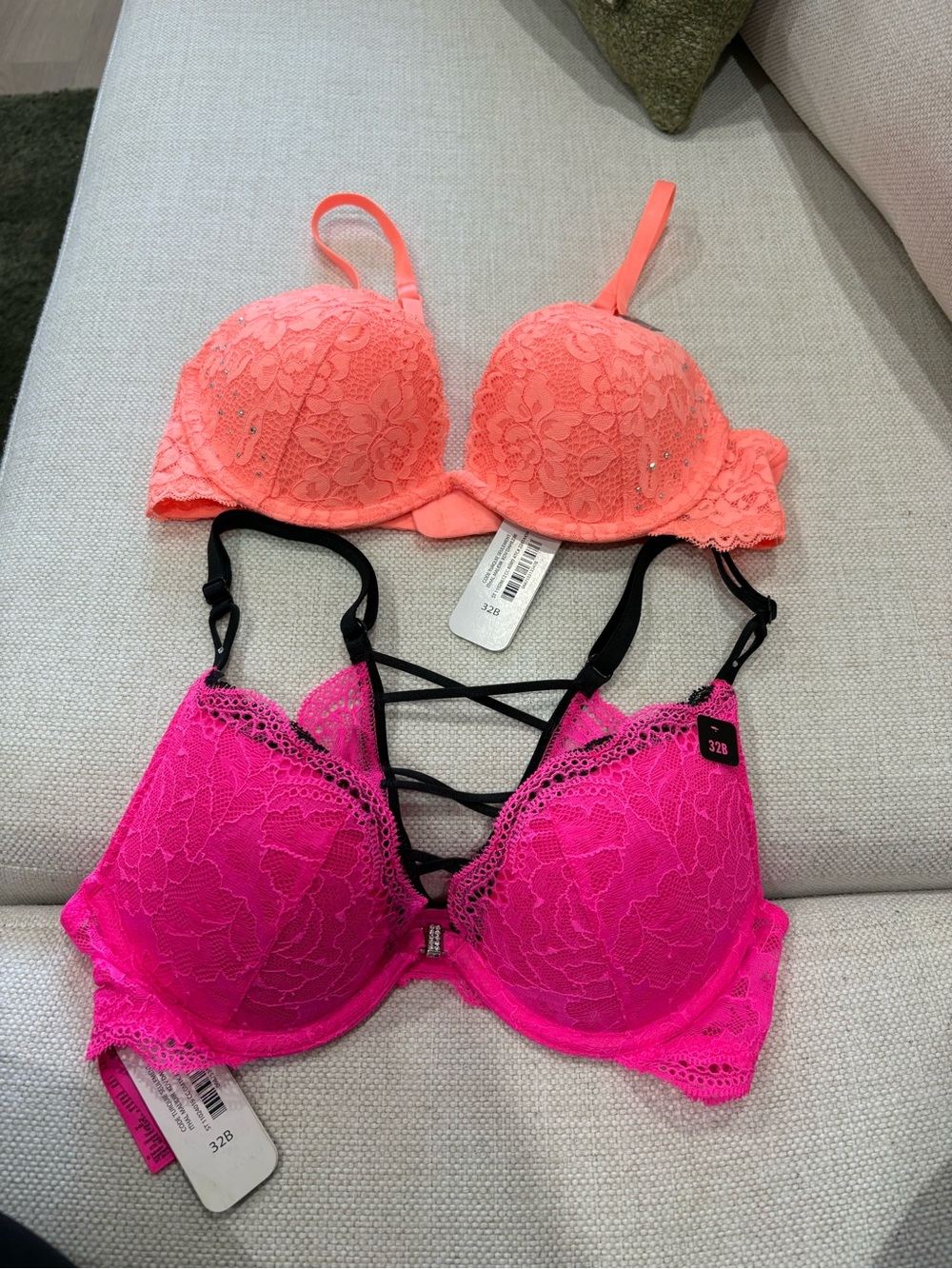 La SENZA Lace Push-Up Bra Set in Coral and Hot Pink - BRAND NEW